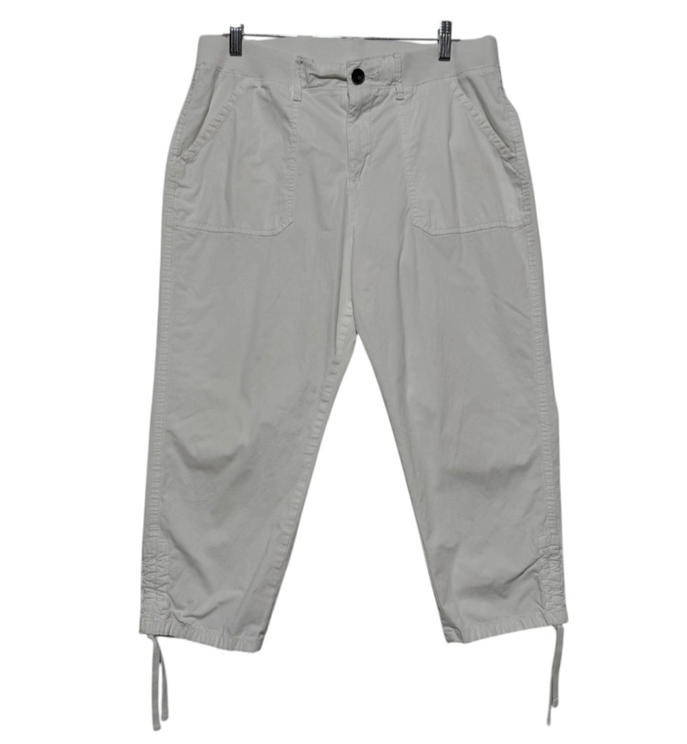 Style & Co Women's Capri Pants Size 14 White Elastic Waist Drawstring Pockets